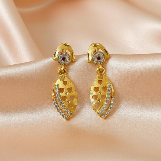 Gold Color Antique Earrings Styled For Cultural Functions And Wedding Ceremonies