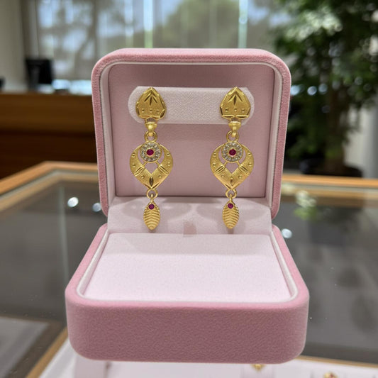 Gold Color Antique Earrings Inspired By South Indian Antique Jewelry Aesthetics