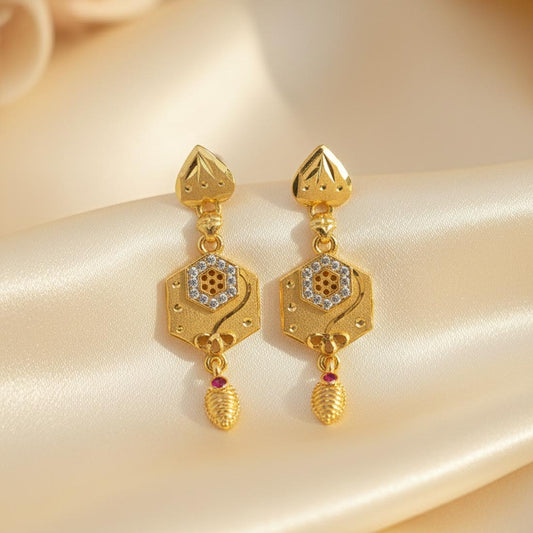 Gold Color Antique Earrings With Timeless Ethnic Design And Rich Detailing