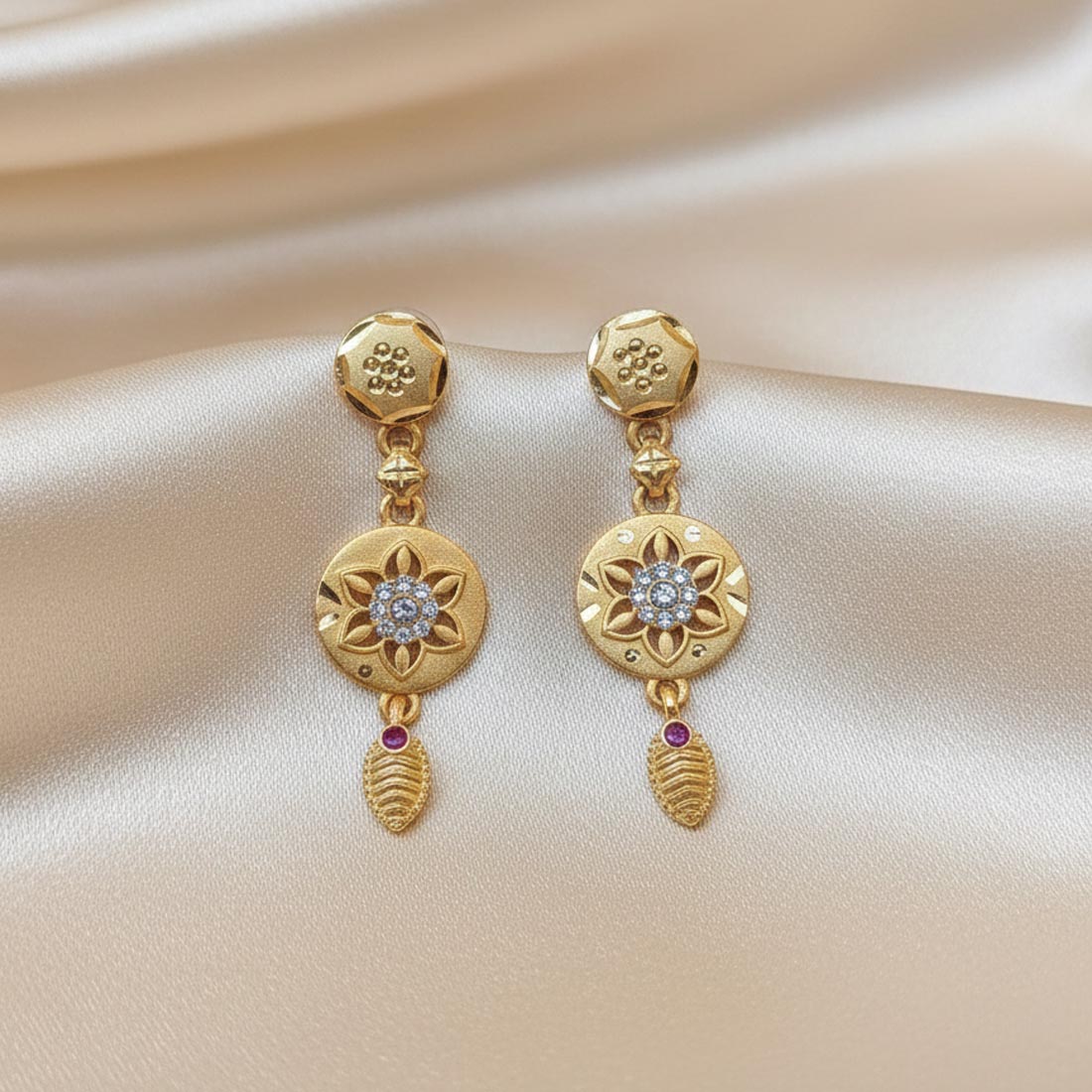 Gold Color Antique Earrings Perfect For Traditional Events And Cultural Celebrations