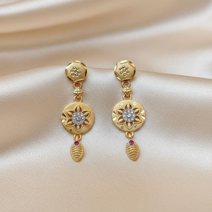 Gold Color Antique Earrings Perfect For Traditional Events And Cultural Celebrations