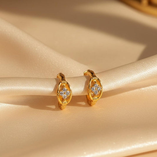 Gold Color Antique Earrings Featuring Elegant Antique Finish For Ethnic Outfits