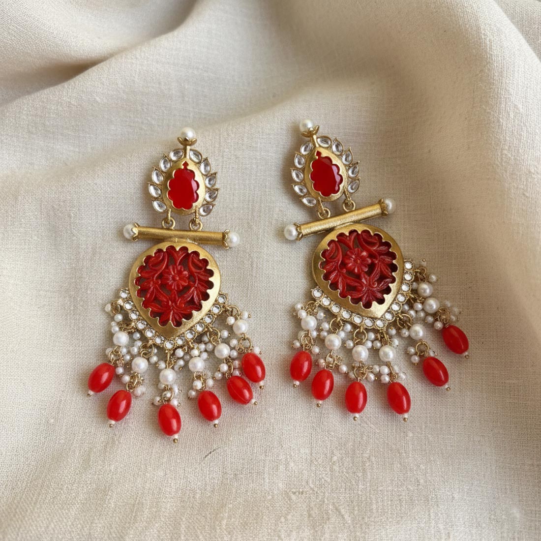 Rote Antike Ohrringe (ANTE234RED)
