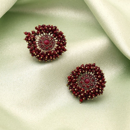 Maroon Color Antique Earrings Traditional Ethnic Jewelry Elegant Vintage Design For Women
