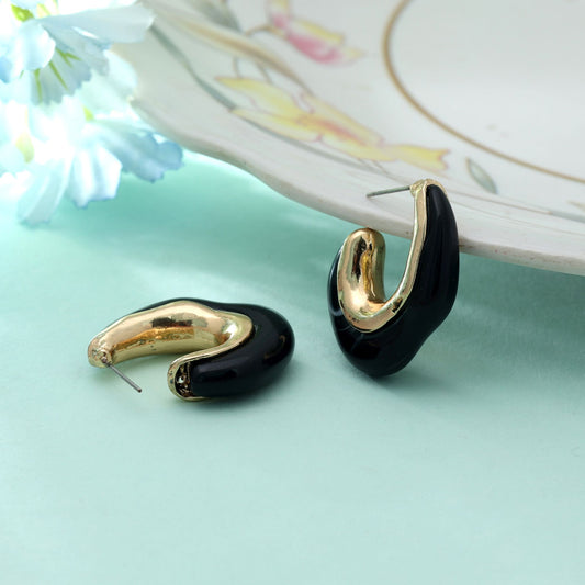 Black Color Antique Earrings Elegant Vintage Style Traditional Ethnic Statement Jewelry