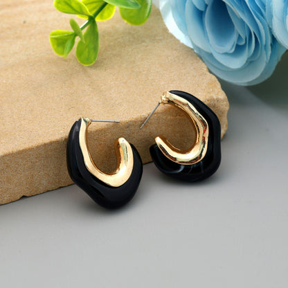 Black Color Antique Earrings Elegant Vintage Style Traditional Ethnic Statement Jewelry