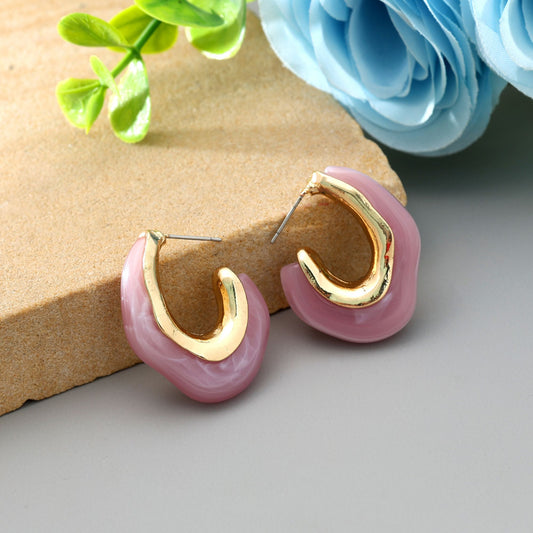 Pink Color Antique Earrings Charming Vintage Style Festive Ethnic Jewelry Design