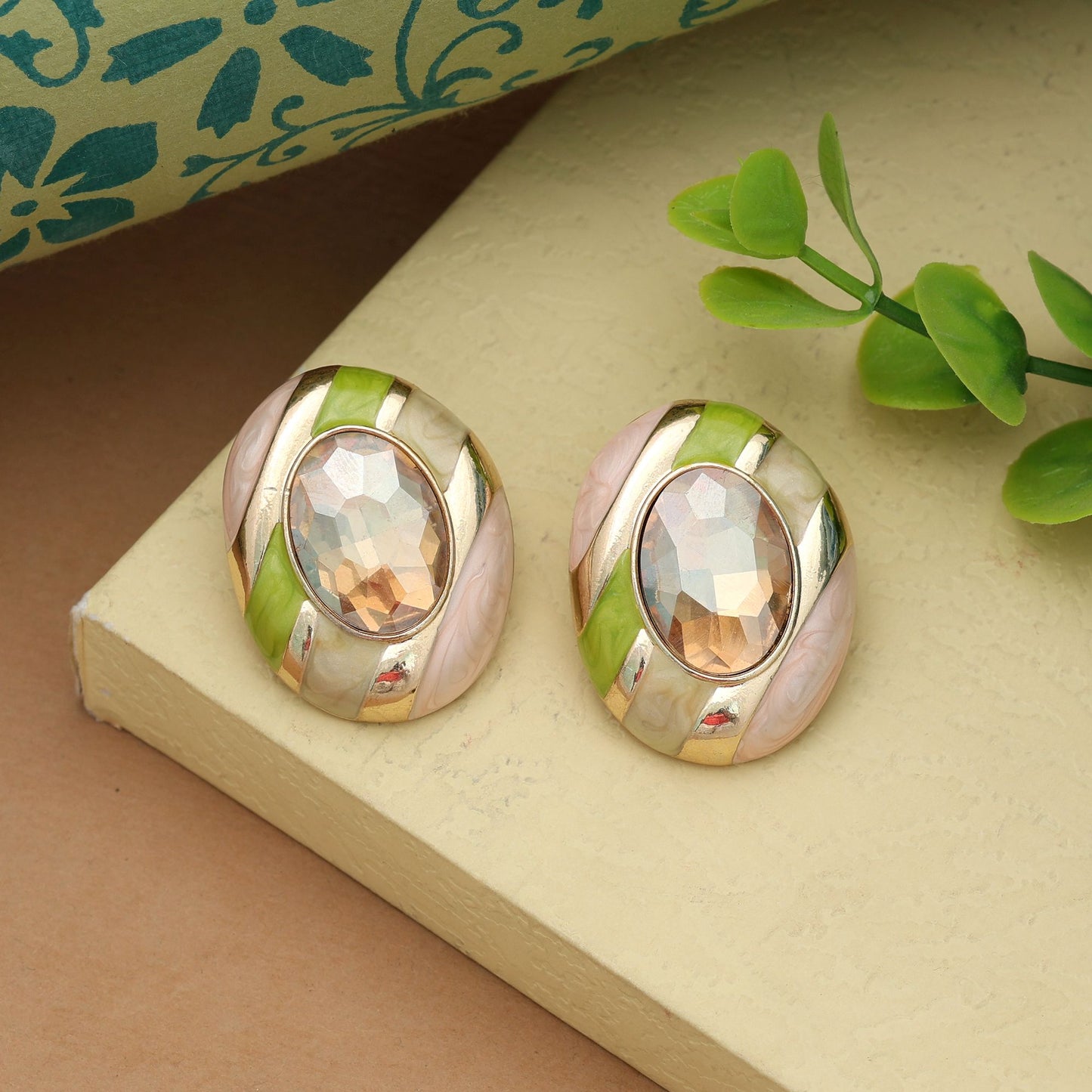 Gold Color Antique Earrings Classic Ethnic Heritage Style Statement Jewelry Design