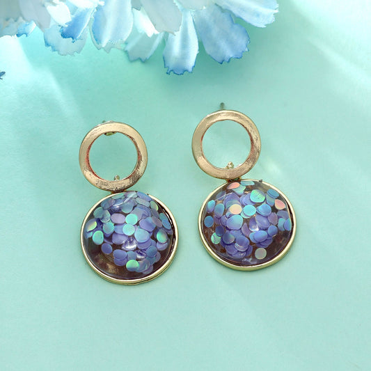 Lila Farbe Antike Ohrringe Elegantes Antik-Finish Festlicher Schmuck