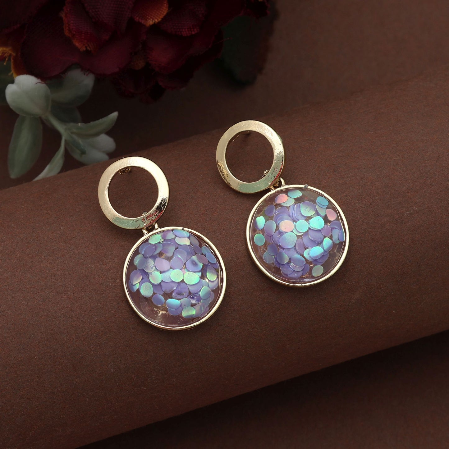 Purple Color Antique Earrings Elegant Antique Finish Festive Wear Jewelry