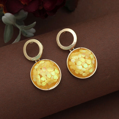 Gelbe Ohrringe Antik Leuchtend Ethnisch Vintage Stil Festlicher Schmuck Design