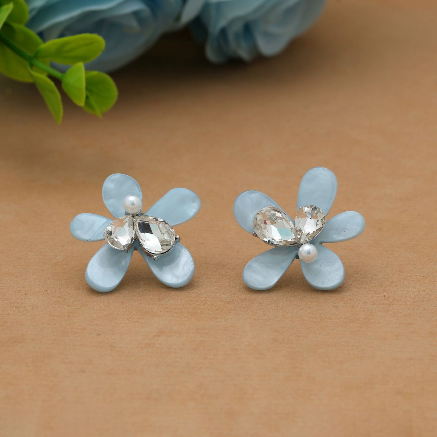 Sky Blue Color Antique Earrings Stylish Traditional Vintage Jewelry Design