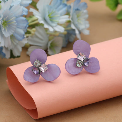 Lila Farbe Antike Ohrringe Stilvoller Ethnischer Vintage Statement Schmuck