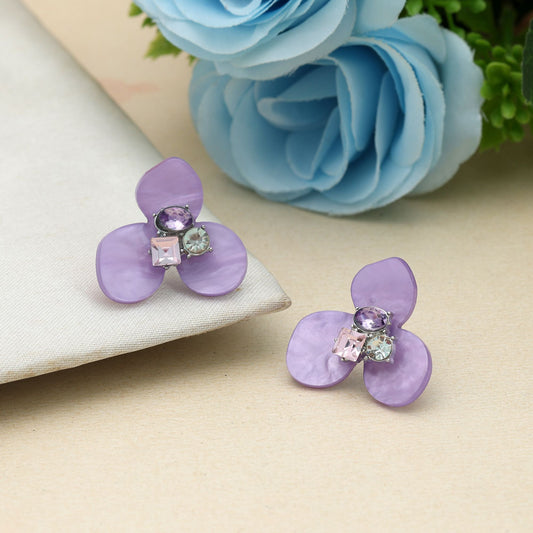 Lila Farbe Antike Ohrringe Stilvoller Ethnischer Vintage Statement Schmuck