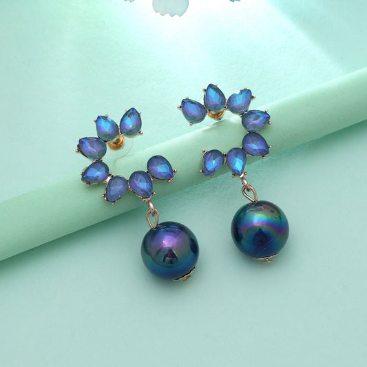 Blaue antike Ohrringe Elegante, vom Vintage-Stil inspirierte ethnische Schmuckstücke