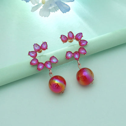 Rani-farbene Antik-Ohrringe, eleganter Heritage-Stil, ethnischer Schmuck