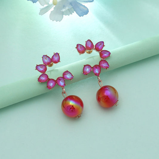 Rani-farbene Antik-Ohrringe, eleganter Heritage-Stil, ethnischer Schmuck