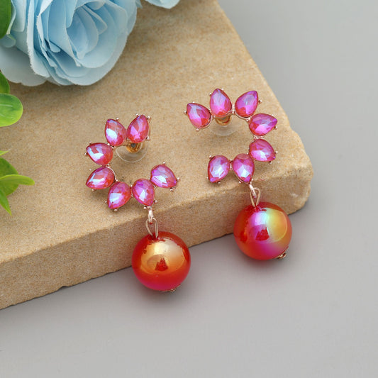 Rani-farbene Antik-Ohrringe, eleganter Heritage-Stil, ethnischer Schmuck