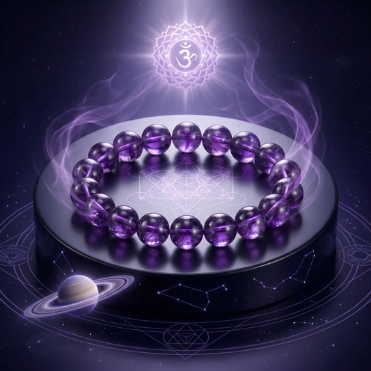 Purple Color Amethyst Round Stone Bracelet