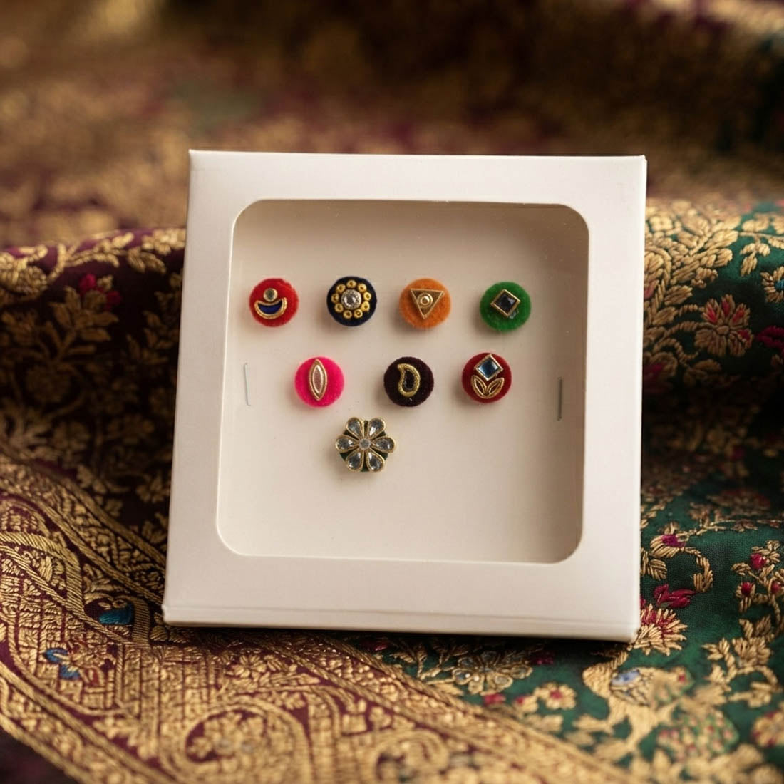Multi Color 8 Pieces Bindi Combo For Women & Girls with Elegant Ethnic Fashion Style