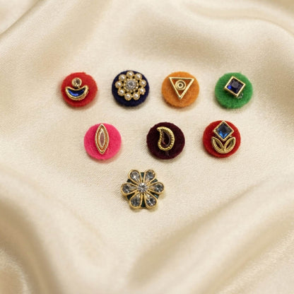 Multi Color 8 Pieces Bindi Combo For Women & Girls with Elegant Ethnic Fashion Style