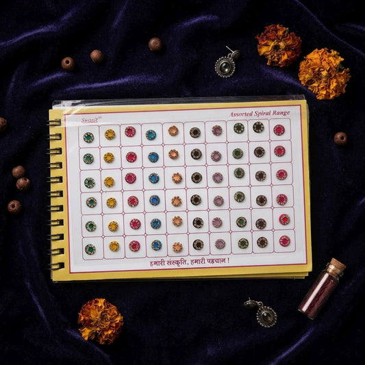Assorted Color Stone Border Shape Bindi Book For Women And Girls With 300 Total Pieces