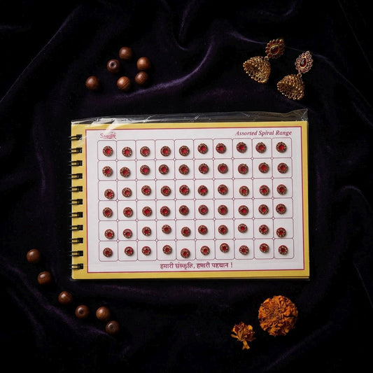 Assorted Color Stone Border Shape Bindi Book For Women And Girls With 300 Total Pieces