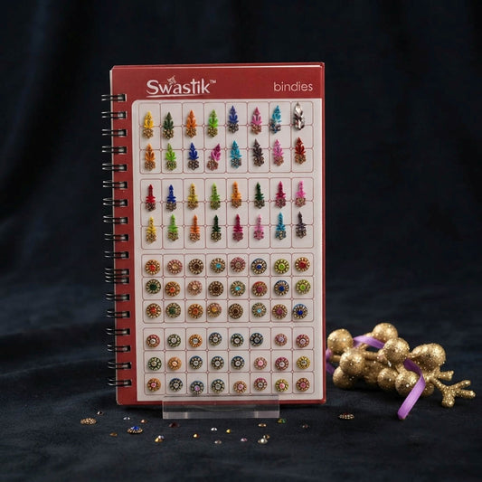 Assorted Color Stone Border Shape Bindi Book For Women And Girls With 480 Total Pieces