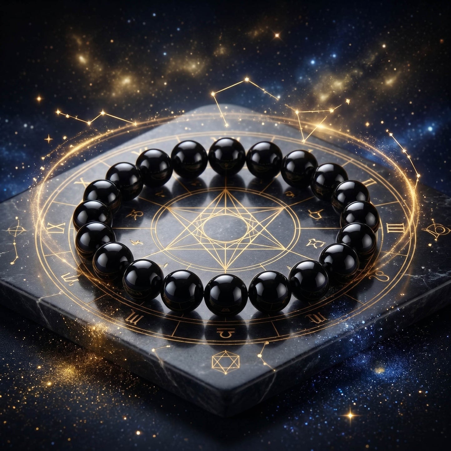 Schwarzes Obsidian-Natursteinarmband
