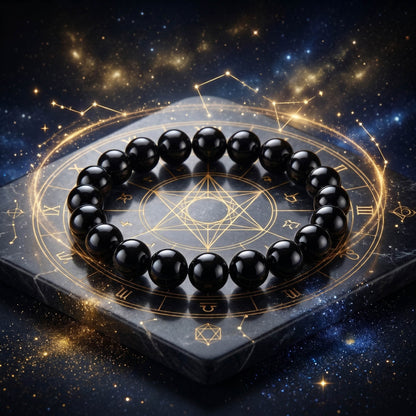 Schwarzes Obsidian-Natursteinarmband