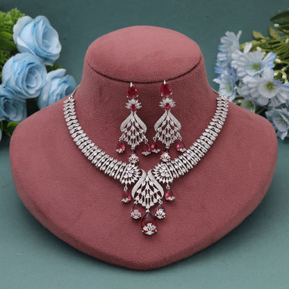 Rani Color American Diamond Necklace Set Featuring Royal Shine For Wedding Celebrations