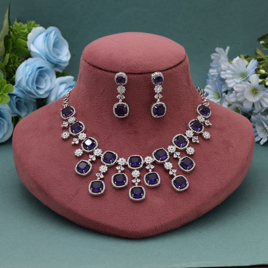 Purple Color American Diamond Necklace Set Inspired By Royal Tones And Festive Fashion
