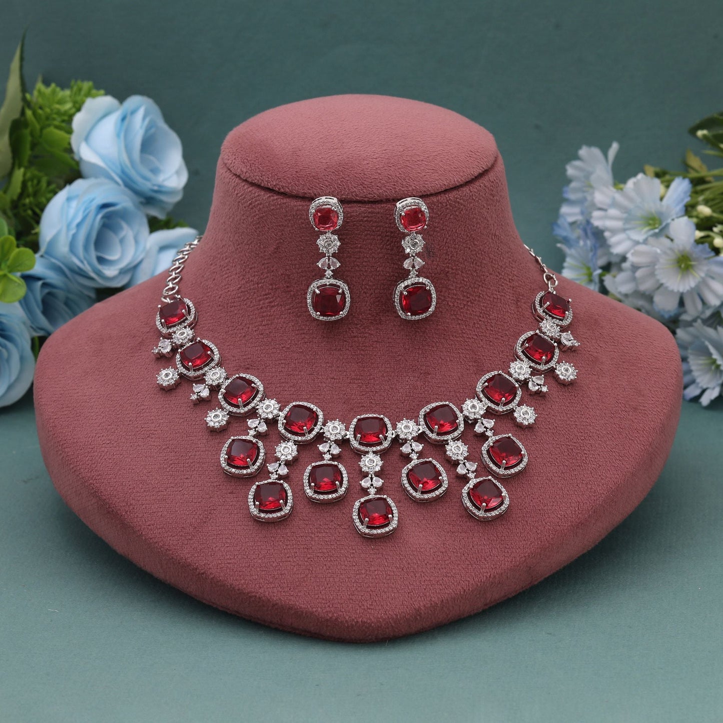 Rani Color American Diamond Collier-Set, kreiert für großartige Braut- und festliche Anlässe