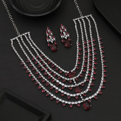 Rani Color American Diamond Collier-Set mit reicher Farbe und Diamantenbrillanz