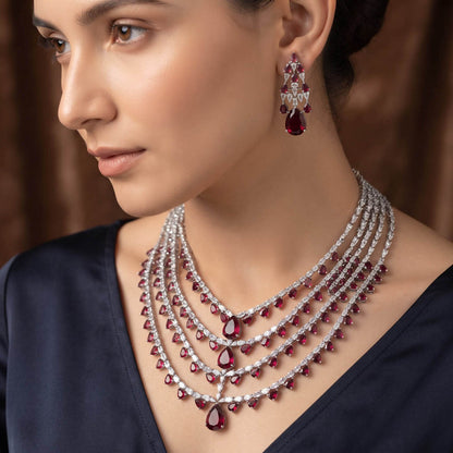 Rani Color American Diamond Collier-Set mit reicher Farbe und Diamantenbrillanz