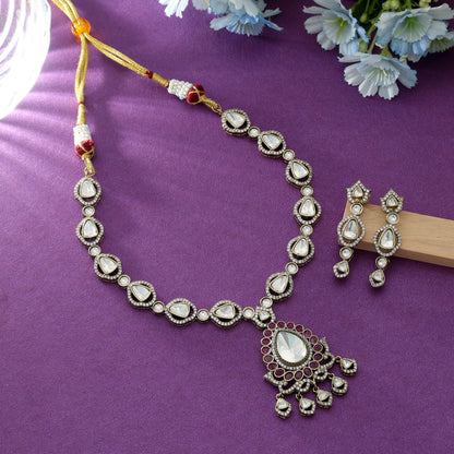Rani-Farbenes American Diamond Halsketten-Set Elegantes königliches Braut-Statement-Schmuckdesign