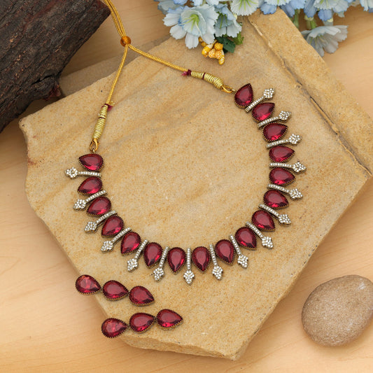 Rani Color American Diamond Necklace Set Royal Bridal Statement Jewelry Design Collection
