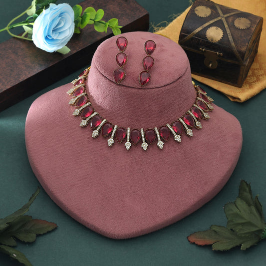 Rani Color American Diamond Necklace Set Royal Bridal Statement Jewelry Design Collection