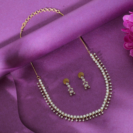 Weißgold Farbe Amerikanischer Diamant Halskette Set Elegante Luxus Hochzeitsschmuck Kollektion Design