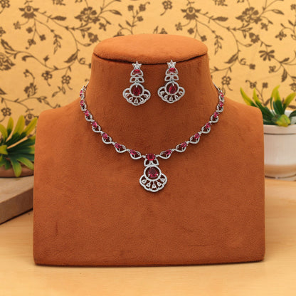 Rani Color American Diamond Necklace Set Grand Bridal Festive Jewelry Collection Design