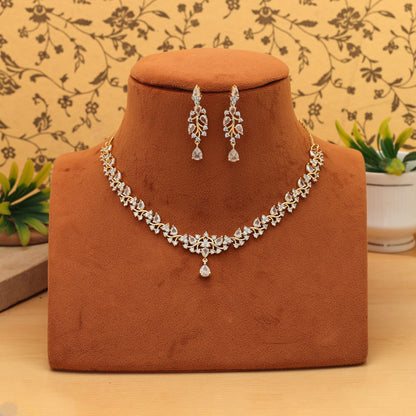 White Color American Diamond Necklace Set Classic Minimal Elegant Jewelry Design Collection