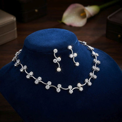 White Color American Diamond Necklace Set Sparkling Party Wear