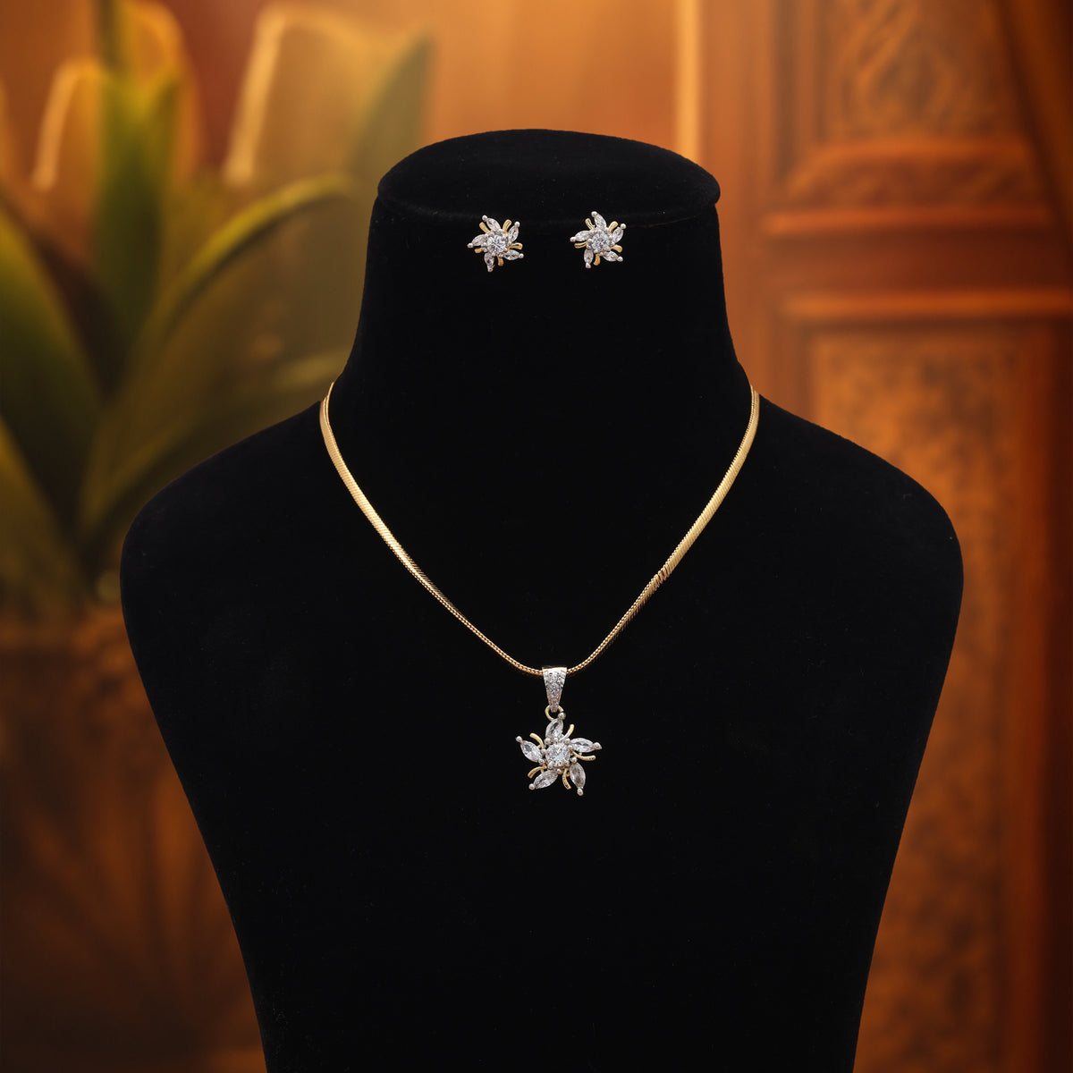 Pure Snow White Color American Diamond Pendant Set For Minimalist Elegant Outfits