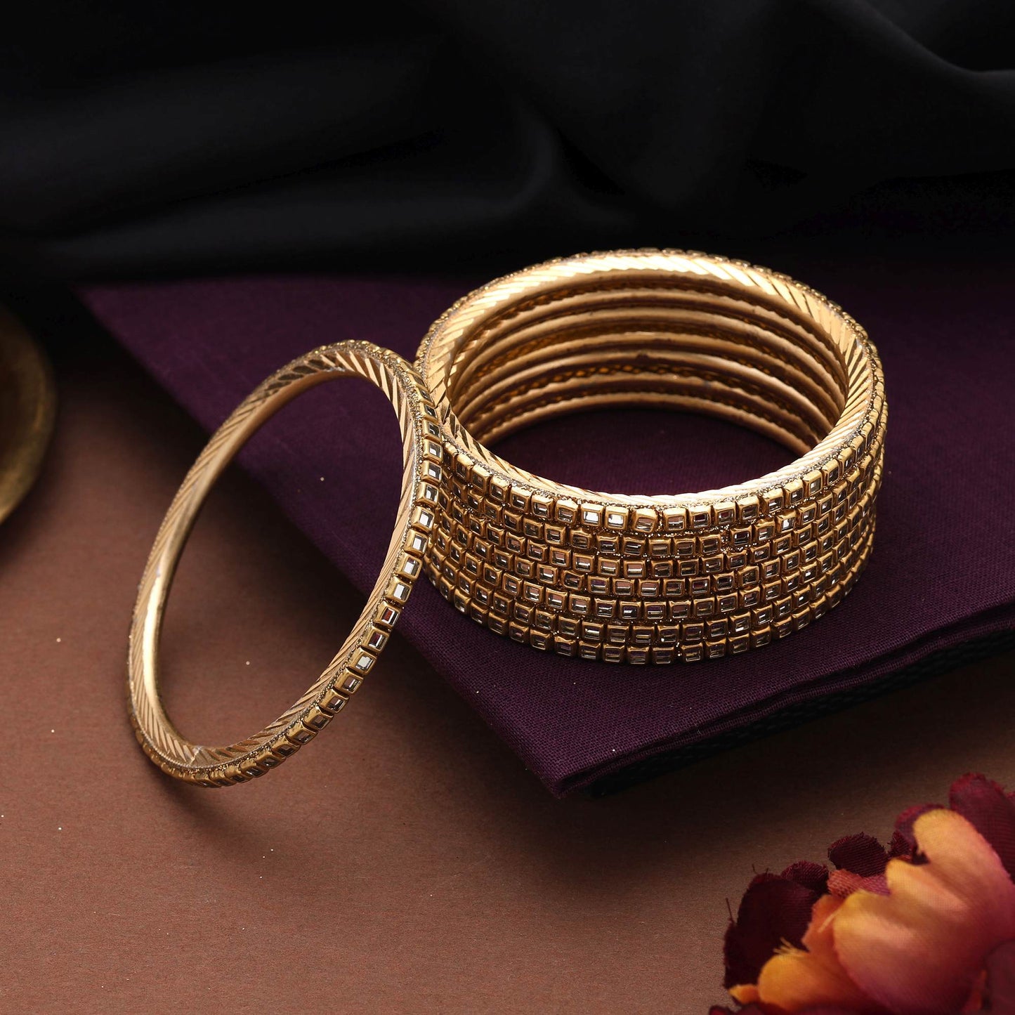 Charming Gold Color Classic Bridal Look Handcrafted Fashion Bangle