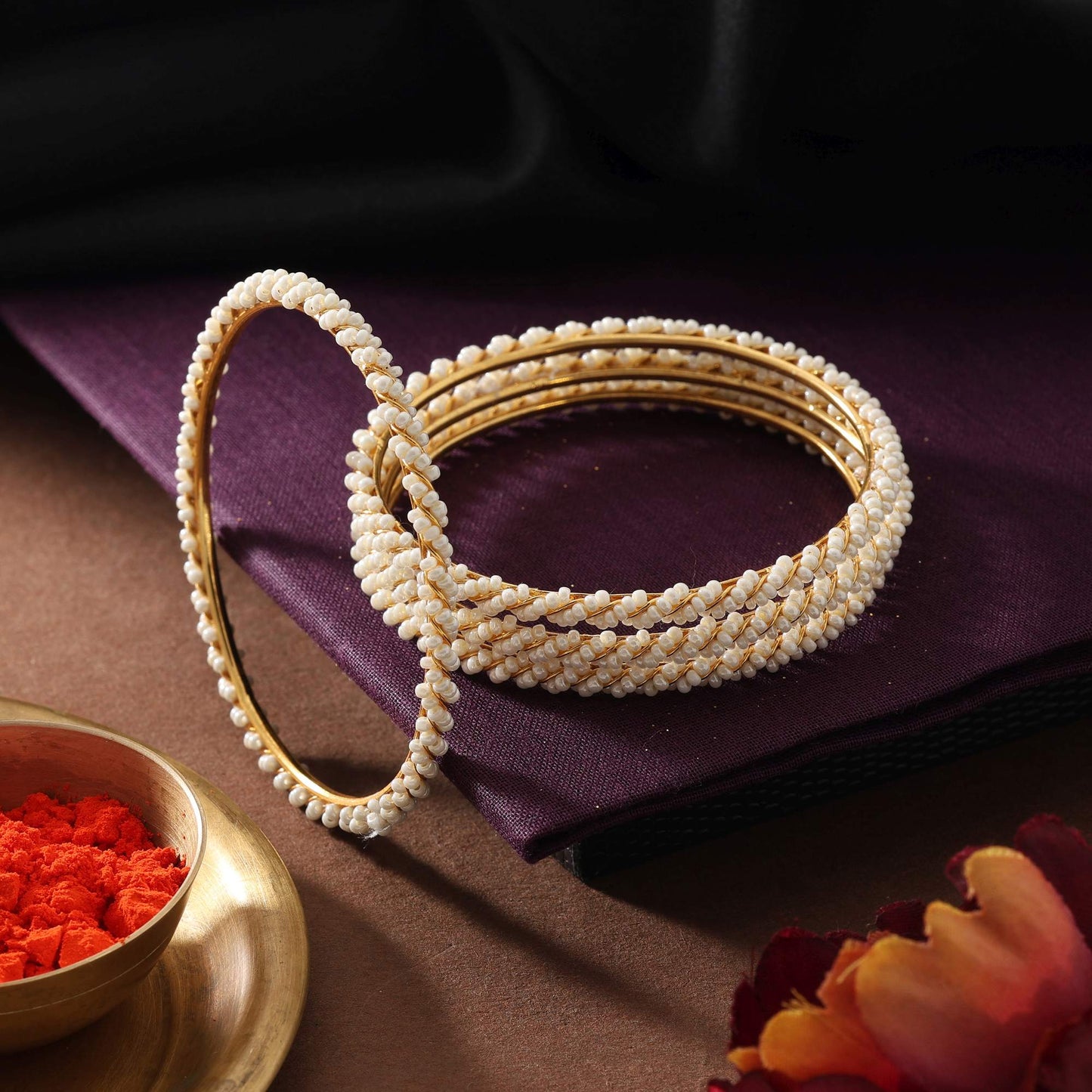 Elegant White Color Traditional Pearl Touch Women’S Fashion Bangle