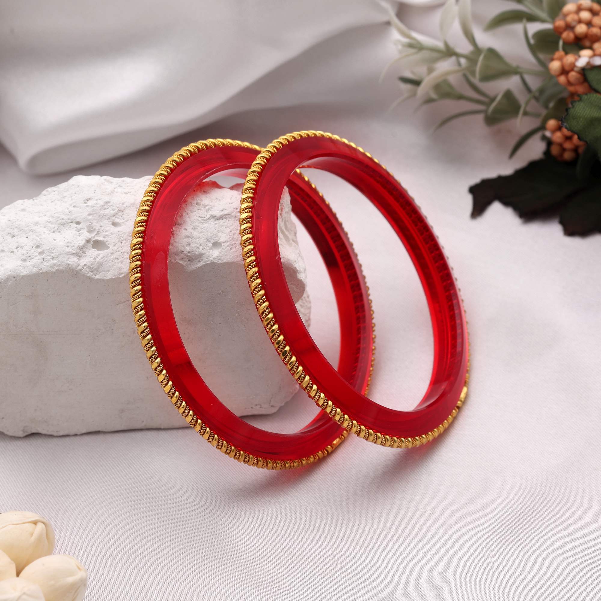 Red Color Traditional Bridal Ethnic Design Women’S Fashion Bangle – FemNari