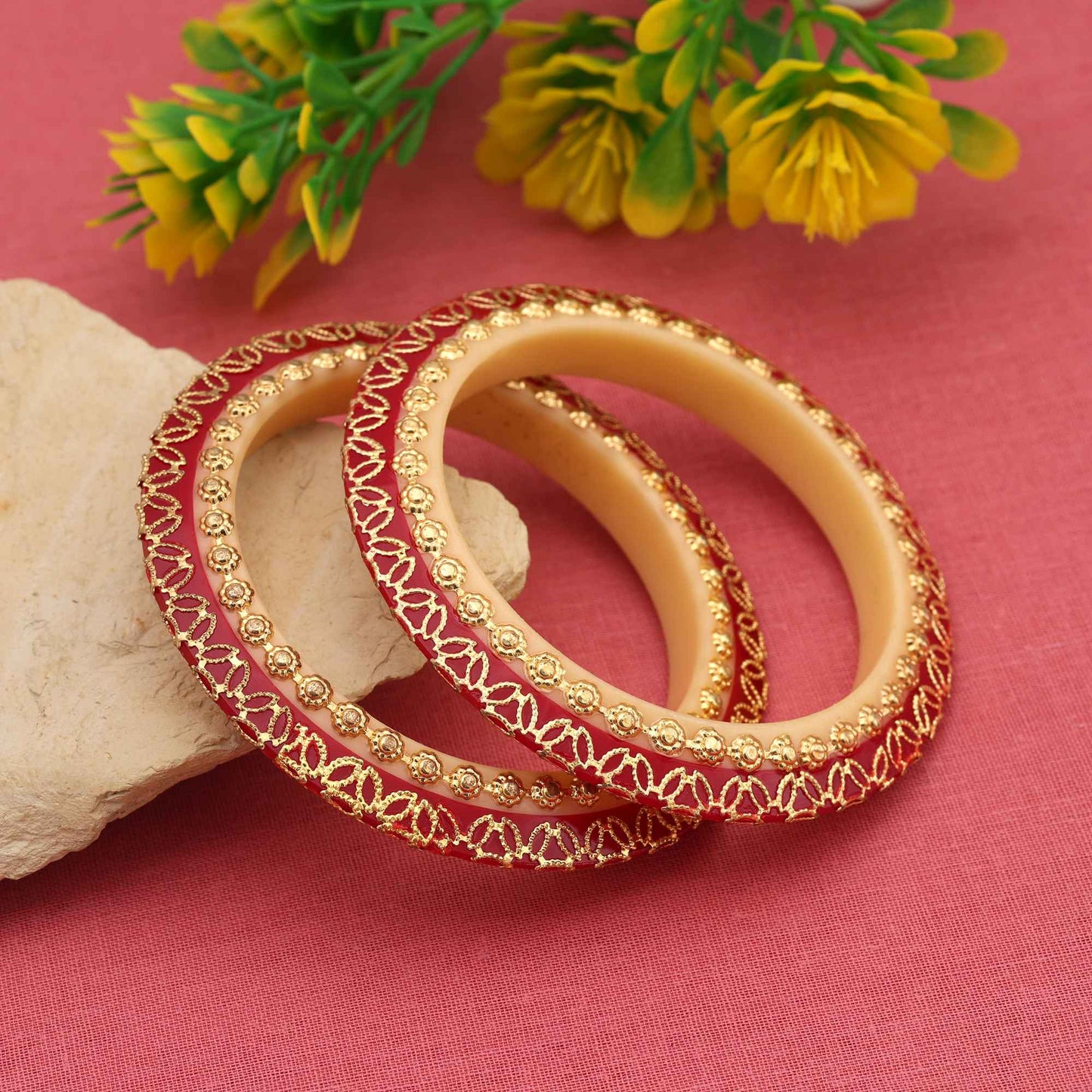 Red Color 1 Pair Of Seep Bangle
