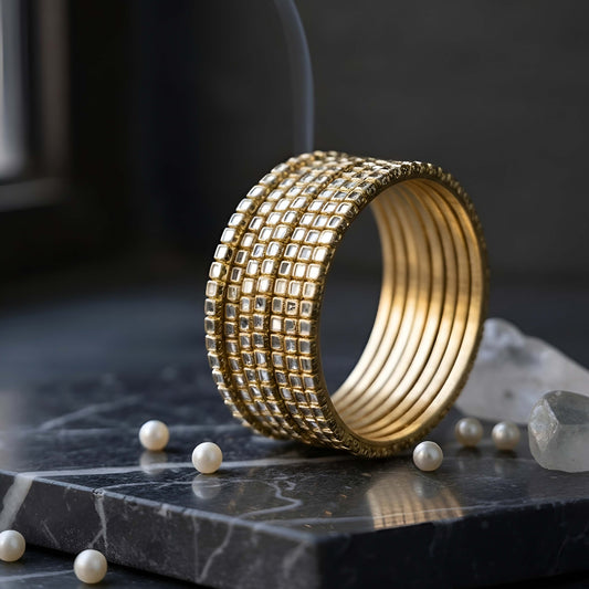 Charming Gold Color Classic Bridal Look Handcrafted Fashion Bangle
