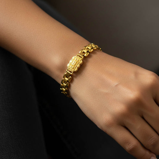 Gold Color Kids Bracelet With Elegant Mini Ethnic Detailing Style