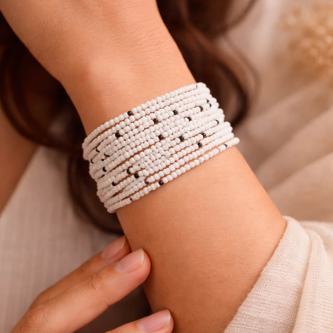White Color Fashion Bracelet Minimal Elegant Modern Jewelry Design